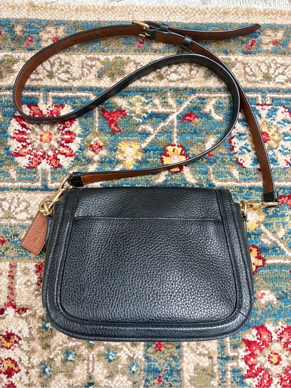 Coach Black Leather HorsCoach Black Leather Horse and Carriage Logo Shoulder Bag - Picture 2 of 7